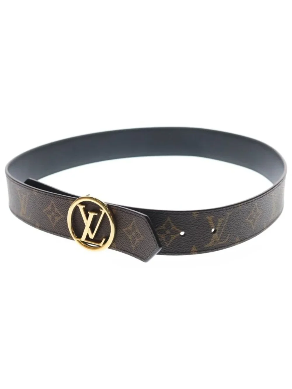 Louis Vuitton Ceinture LV Buckle Monogram Reversible Belt Gold Brown